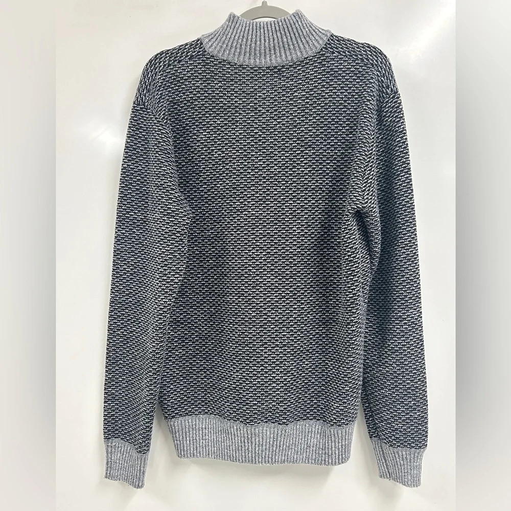 0334 Whipper In Large Quarter‎ Zip Pullover Sweater Gray Textured Casual Men’s